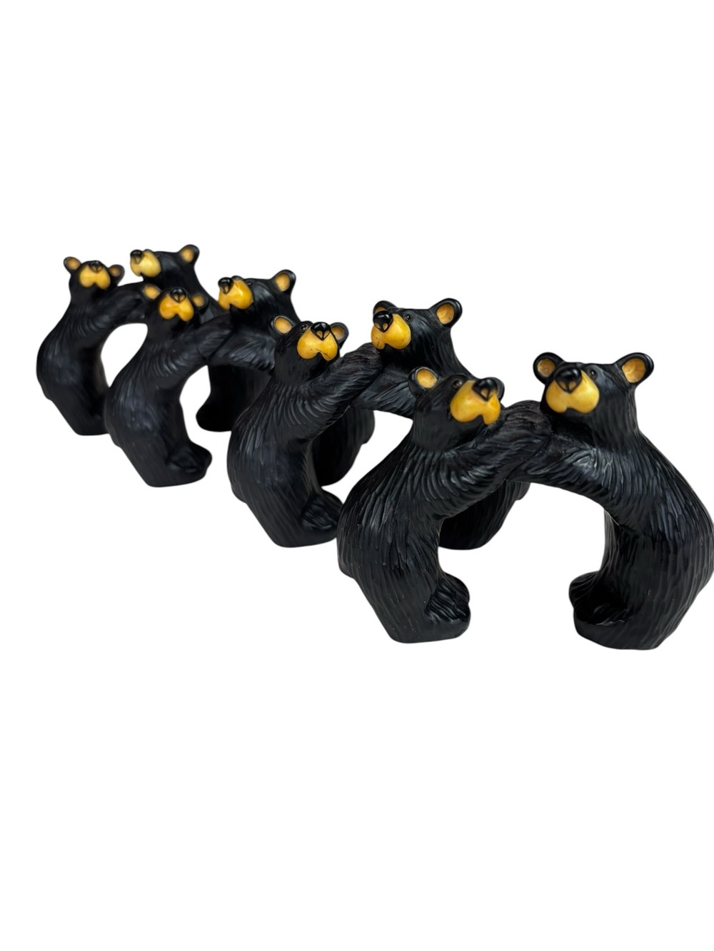 Big Sky Carvers Bearfoots Black Bear Napkin Rings Set of 6 Jeff Fleming